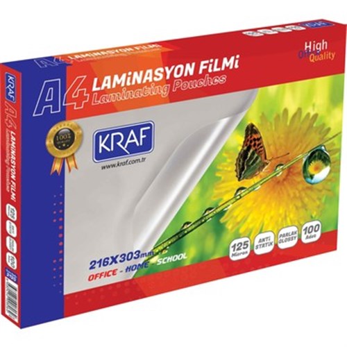 Kraf Laminasyon Filmi Parlak A4 125Mic 100Lü 2124